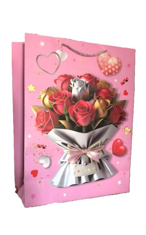 Sac Cadeau a Fleur Rose 30x12x40cm (12pcs)- YXL-1578L